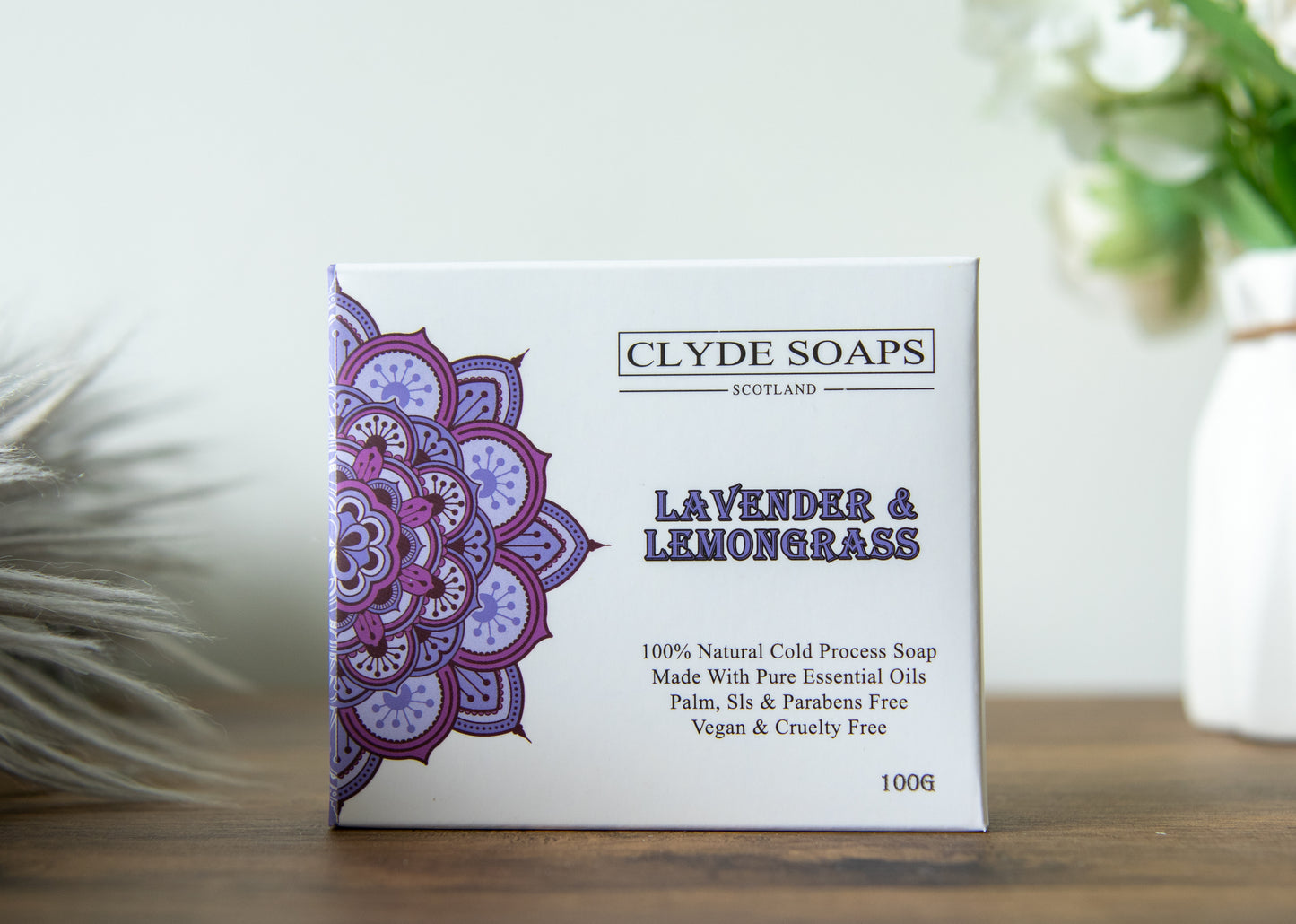 Lavender, Lemongrass and Oatmeal Soap - Clyde Soaps , Cold Process, Palm Oil & Plastic Free, Eco Gift, UK Handmade Vegan, Cruelty Free