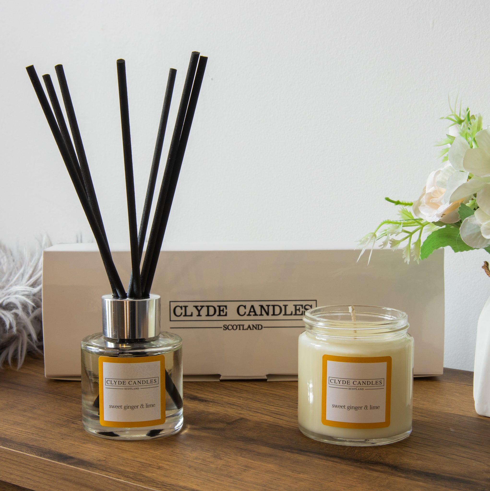Sweet Ginger & Lime Diffuser & Candle Gift Box Set - Clyde Candles ...