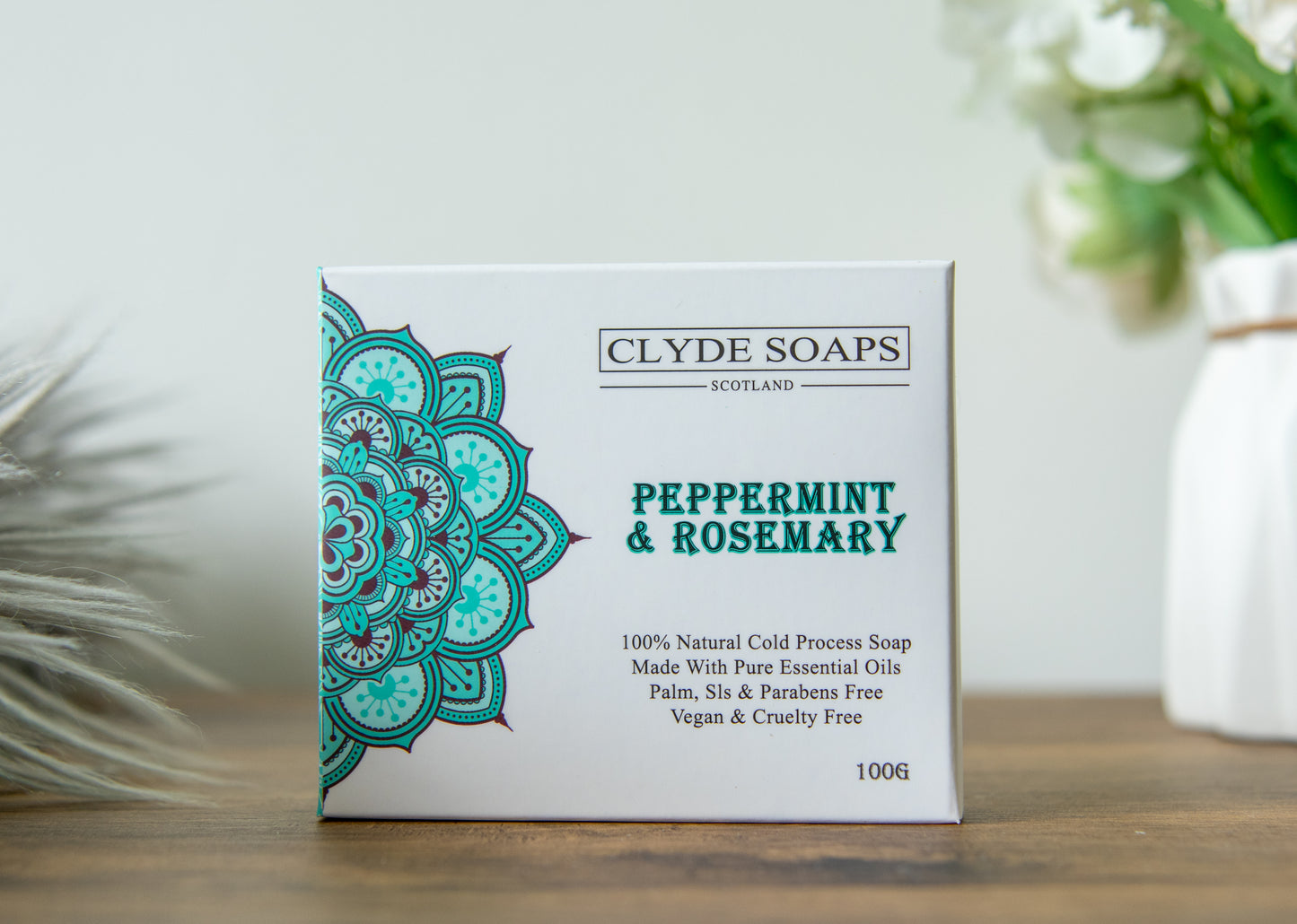 Peppermint, Rosemary and Poppy Soap - Clyde Soaps , Cold Process, Palm Oil & Plastic Free, Eco Gift, UK Handmade Vegan, Cruelty Free