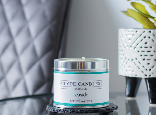 seaside natural soy wax candle, hand made in scotland, scottish gifts made by clyde candles