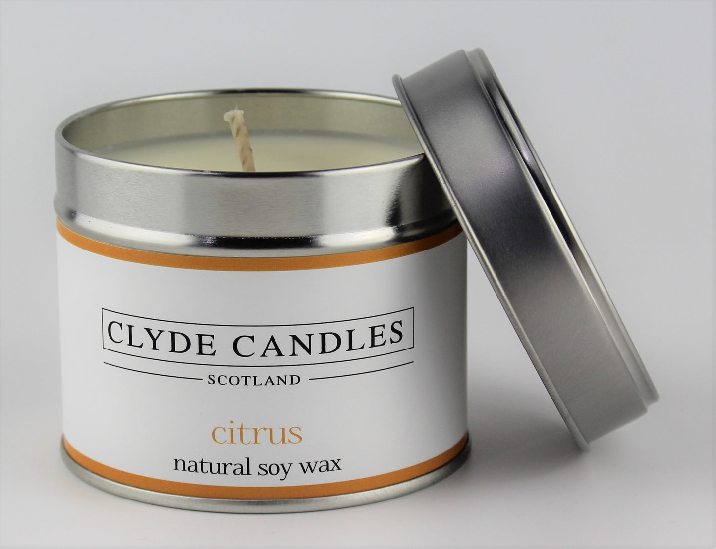 Citrus Scented Candle Tin  Natural Soy wax, Scottish Candles, Clyde Candles