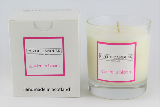 Garden In Bloom Gift Box Candle - Large Glass Natural Soy wax, Scottish Candles, Clyde Candles