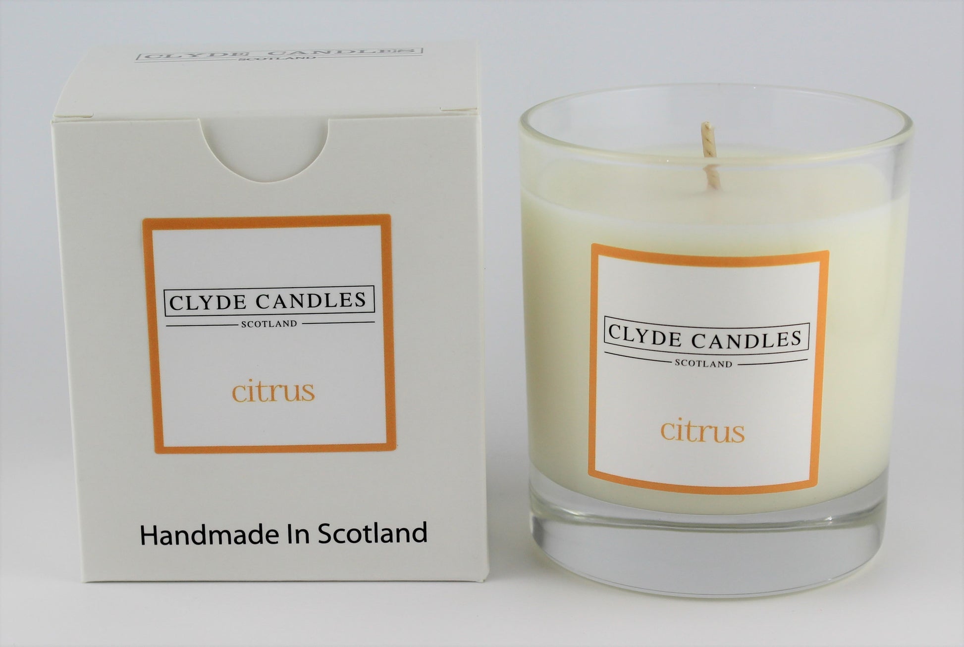 Citrus Gift Box Candle - Large Glass Natural Soy wax, Scottish Candles, Clyde Candles