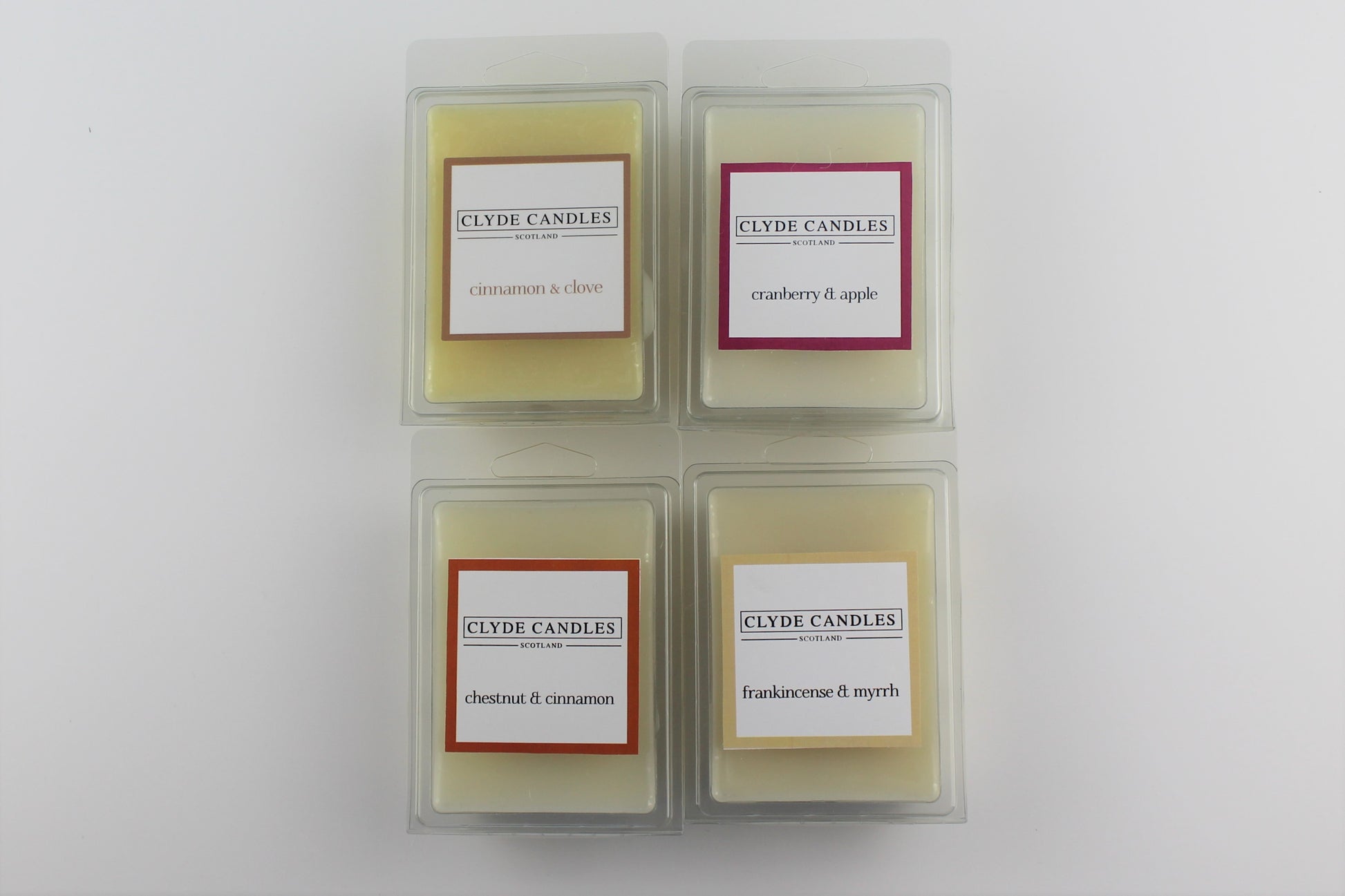 four wax melt gift set, clyde candles, scottish candles, gifts, natural soy wax, christmas gifts 