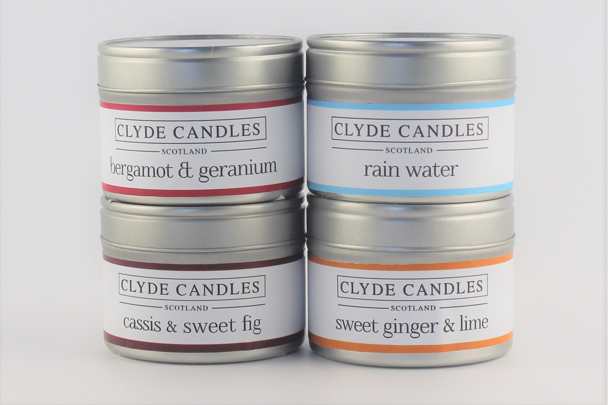 Clyde Candles 4 Small Natural Soy Candle Tins Gift Set - Fresh Pack , scottish gifts