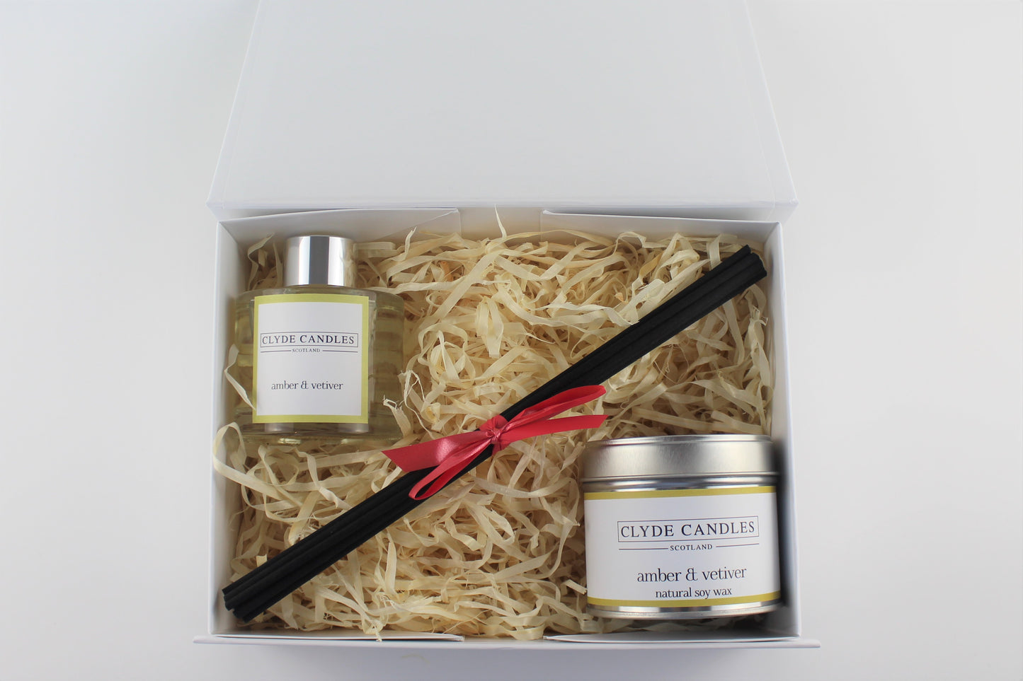 Amber & Vetiver Diffuser & Candle Gift Box Set - Scottish Natural Soy Candle