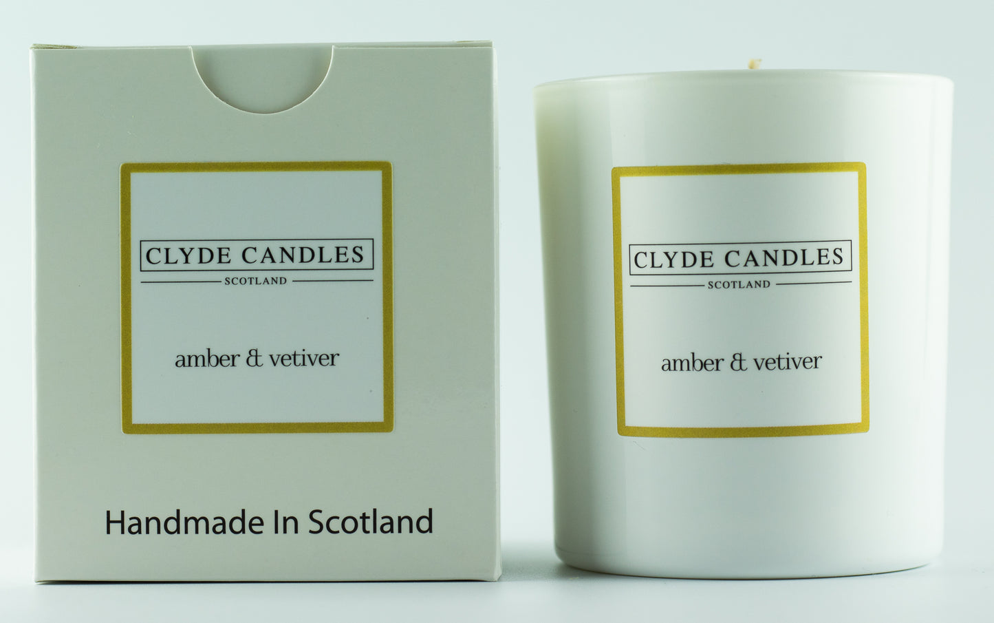 Amber & Vetiver Gift Box Candle - Large Glass Natural Soy wax, Scottish Candles, Clyde Candles, luxury scottish gifts for her