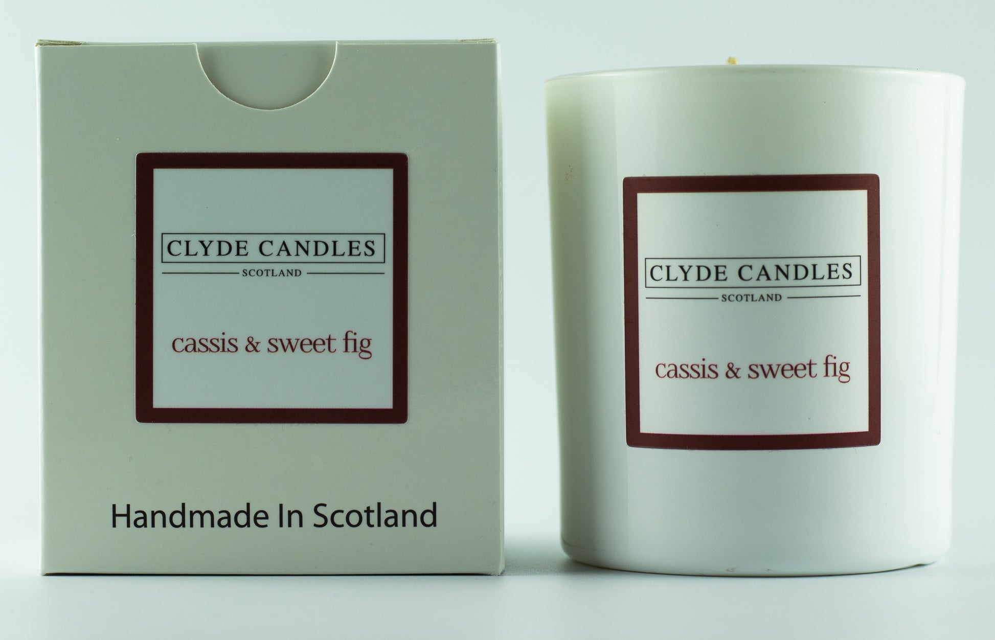 Cassis & Sweet Fig Gift Box Candle - Large Glass Natural Soy wax, Scottish Candles, Clyde Candles, luxury gifts uk
