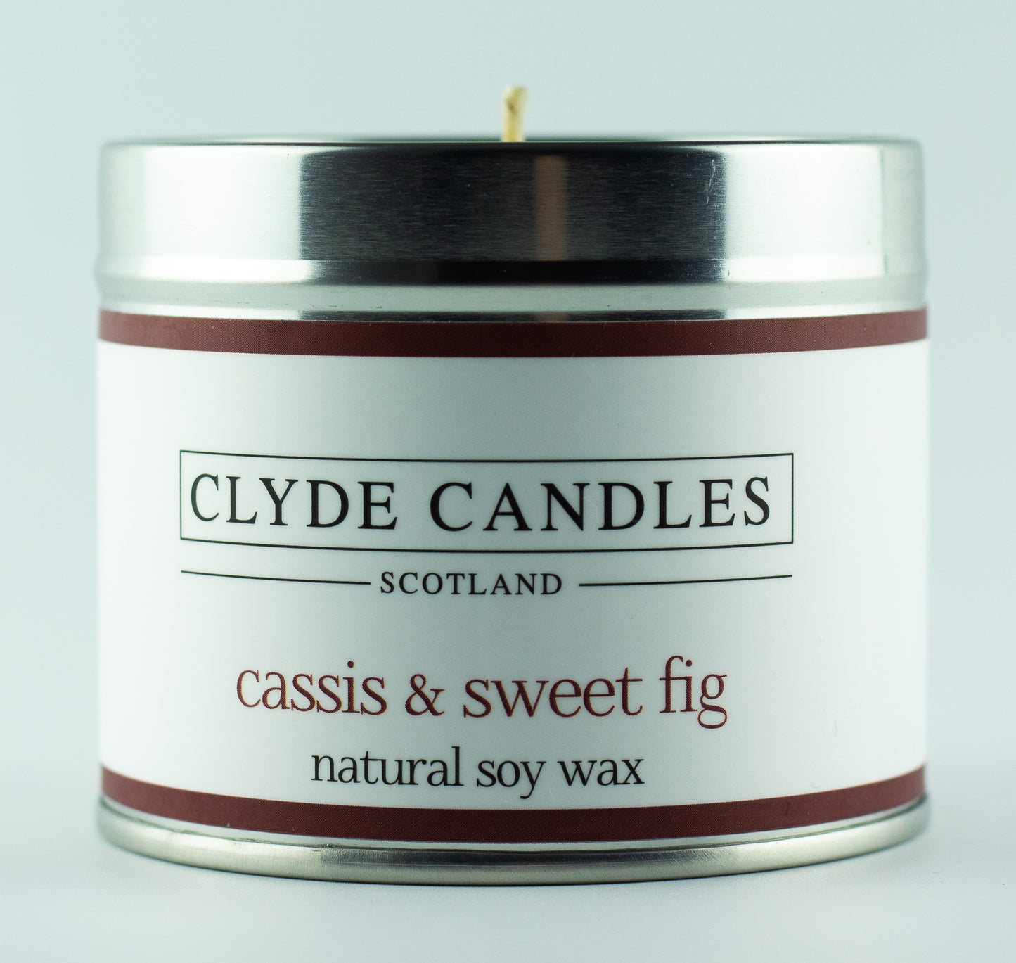 Cassis & Sweet Fig Candle Tin Natural Soy wax, Scottish Luxury Candles Gifts, Clyde Candles