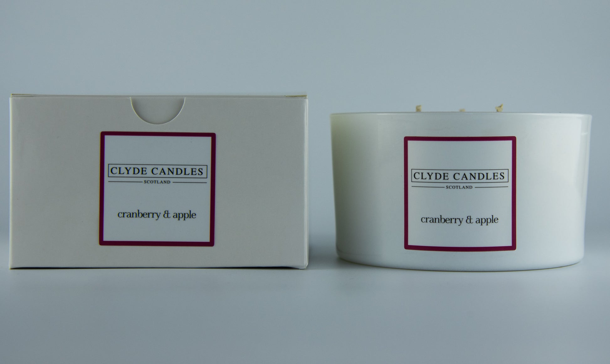 cranberry and apple Scented Candle Gift Box Three Wicks, Natural Soy wax, Scottish Candles, Clyde Candles, Christmas Candle, Christmas Gift,