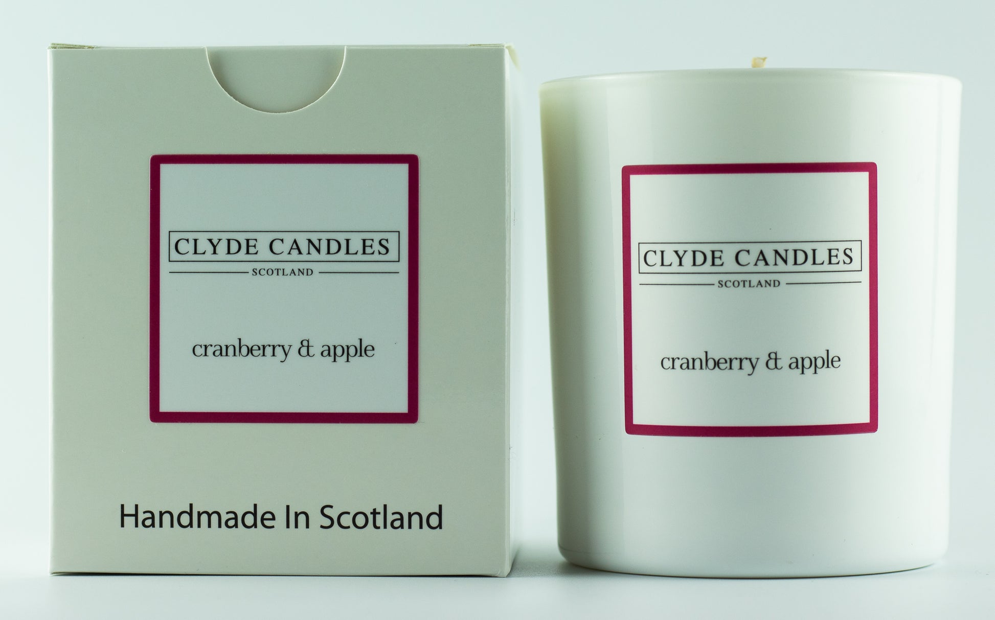 Cranberry & Apple Gift Box Candle - Large Glass, Clyde Candles, natural soy gift candles for her, christmas candle