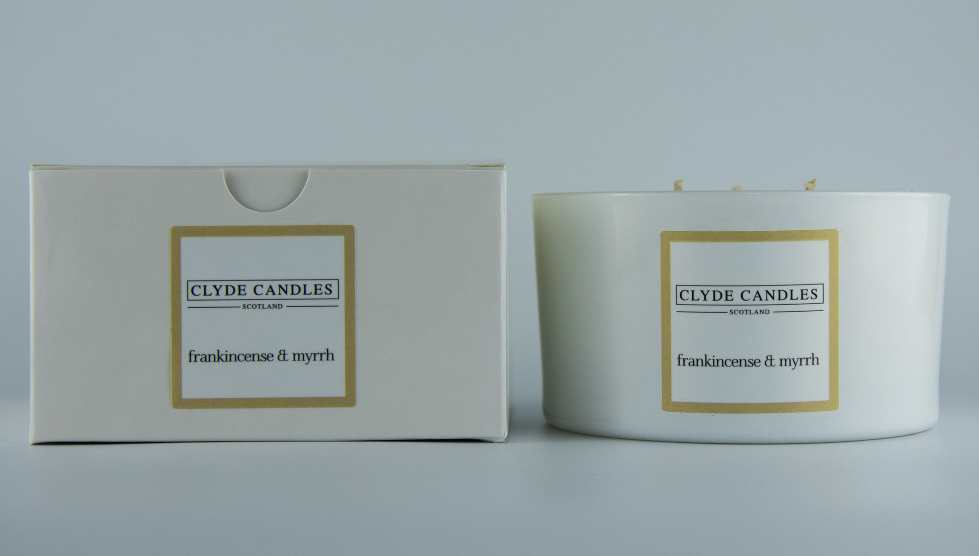frankincense and myrrh Scented Candle Gift Box Three Wicks, Natural Soy wax, Scottish Candles, Clyde Candles, Christmas Candle, Christmas Gift,