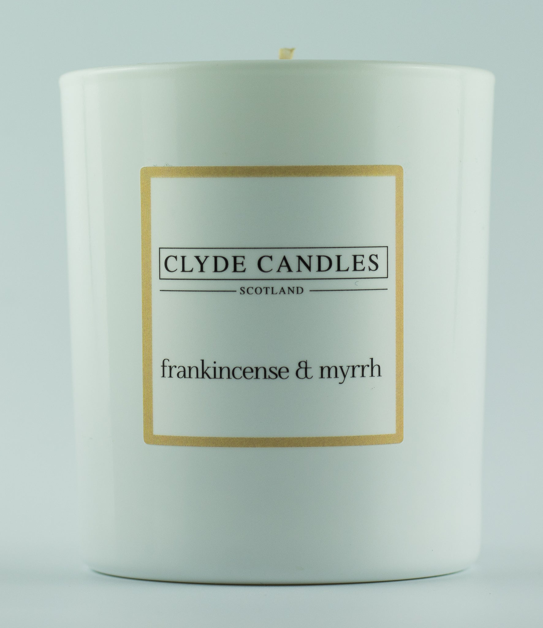 Frankincense & Myrrh Gift Box Candle - Large Glass Natural Soy wax, Scottish Candles, Clyde Candles