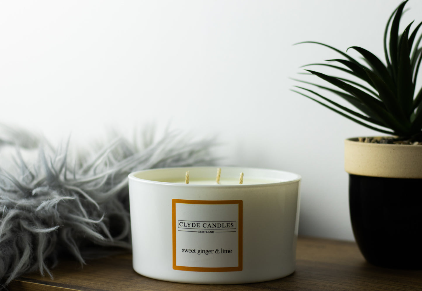 Sweet Ginger & Lime Scented Candle Gift Box Three Wicks, Natural Soy wax, Scottish Candles, Clyde Candles, Lemongrass soy candle, Fresh candle, 