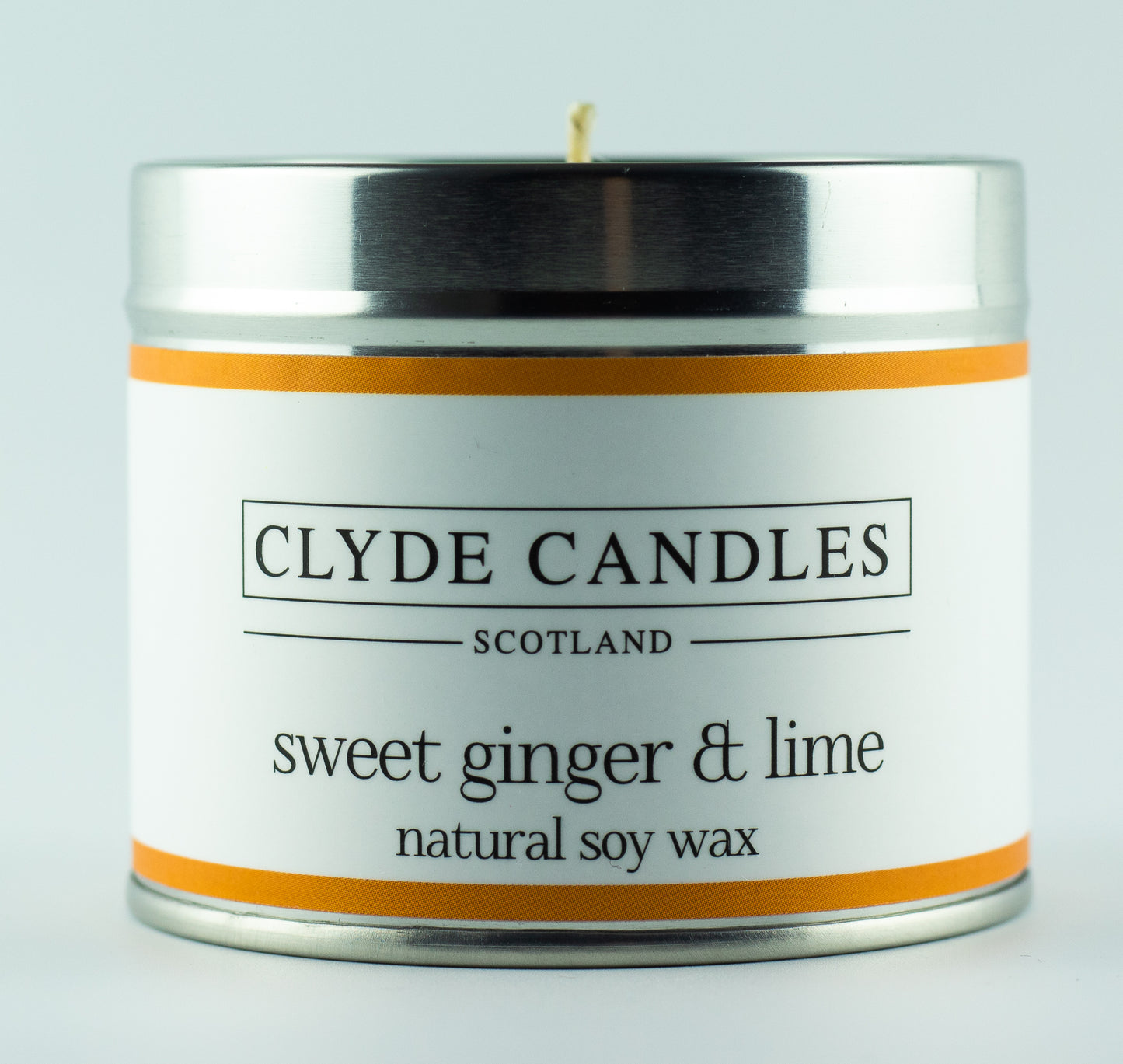 Sweet Ginger & Lime Scented Candle Tin, Natural Soy wax, Scottish Luxury Candles, Clyde Candles