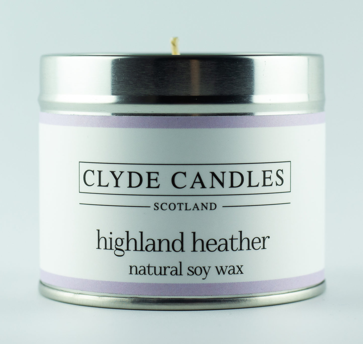 Highland Heather Candle Tin, Natural Soy wax, Scottish Luxury Gift Candles, Clyde Candles, vegan friendly candle