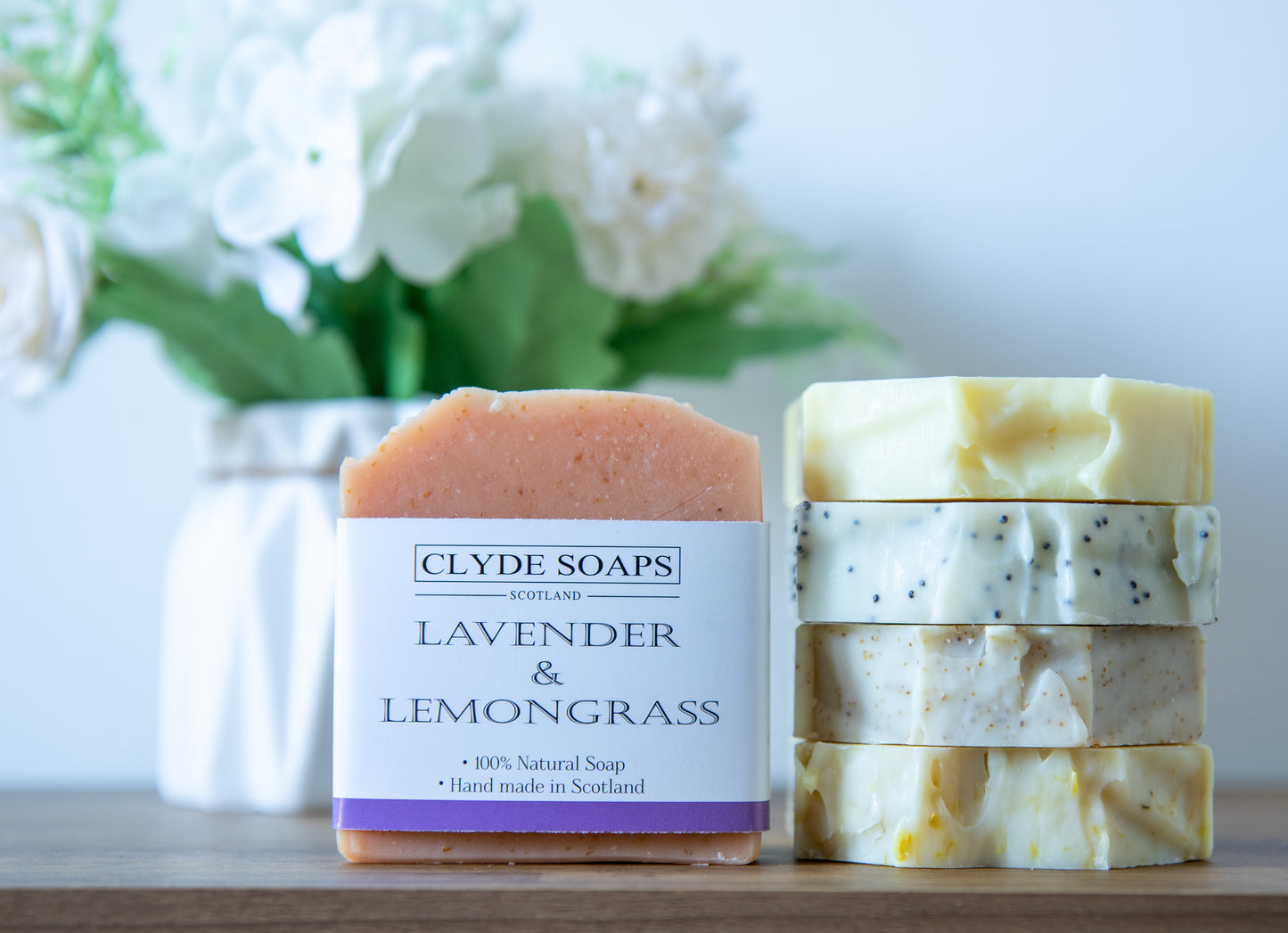 Lavender, Lemongrass and Oatmeal Soap - Clyde Soaps , Cold Process, Palm Oil & Plastic Free, Eco Gift, UK Handmade Vegan, Cruelty Free