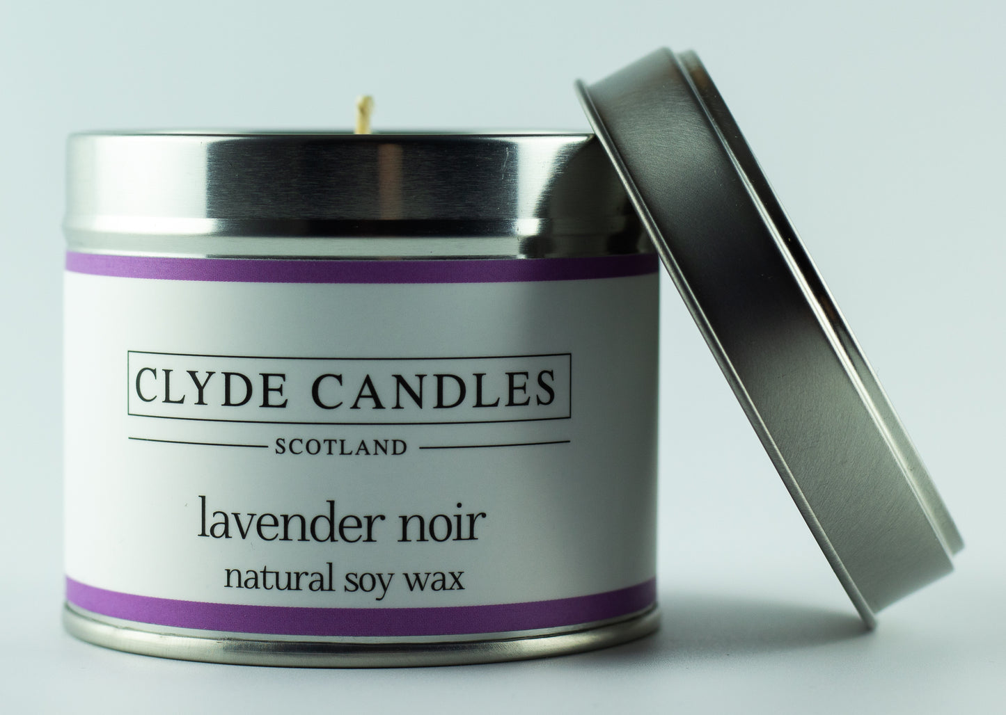 Lavender Noir Candle Tin Natural Soy wax, Scottish Candles, Clyde Candles