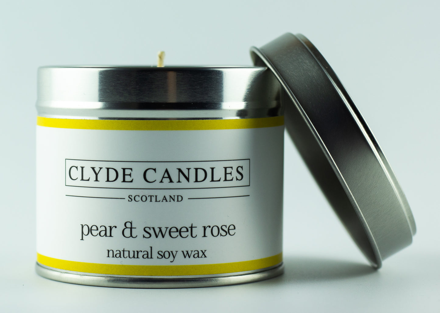 Clyde candles pear and sweet rose, hand made soy candle made in scotland