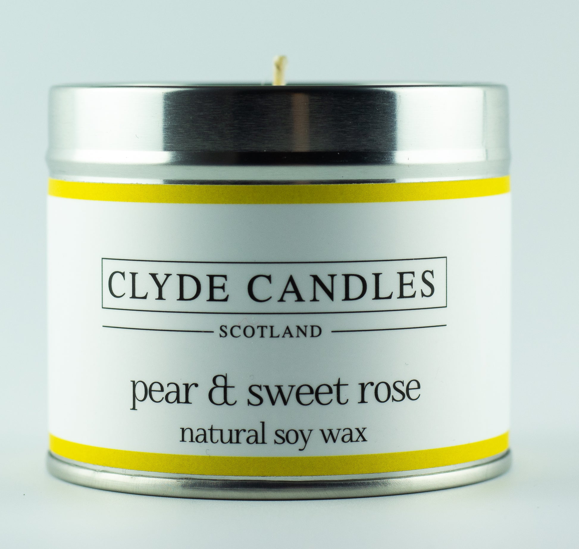 Clyde candles pear and sweet rose, hand made soy candle made in scotland