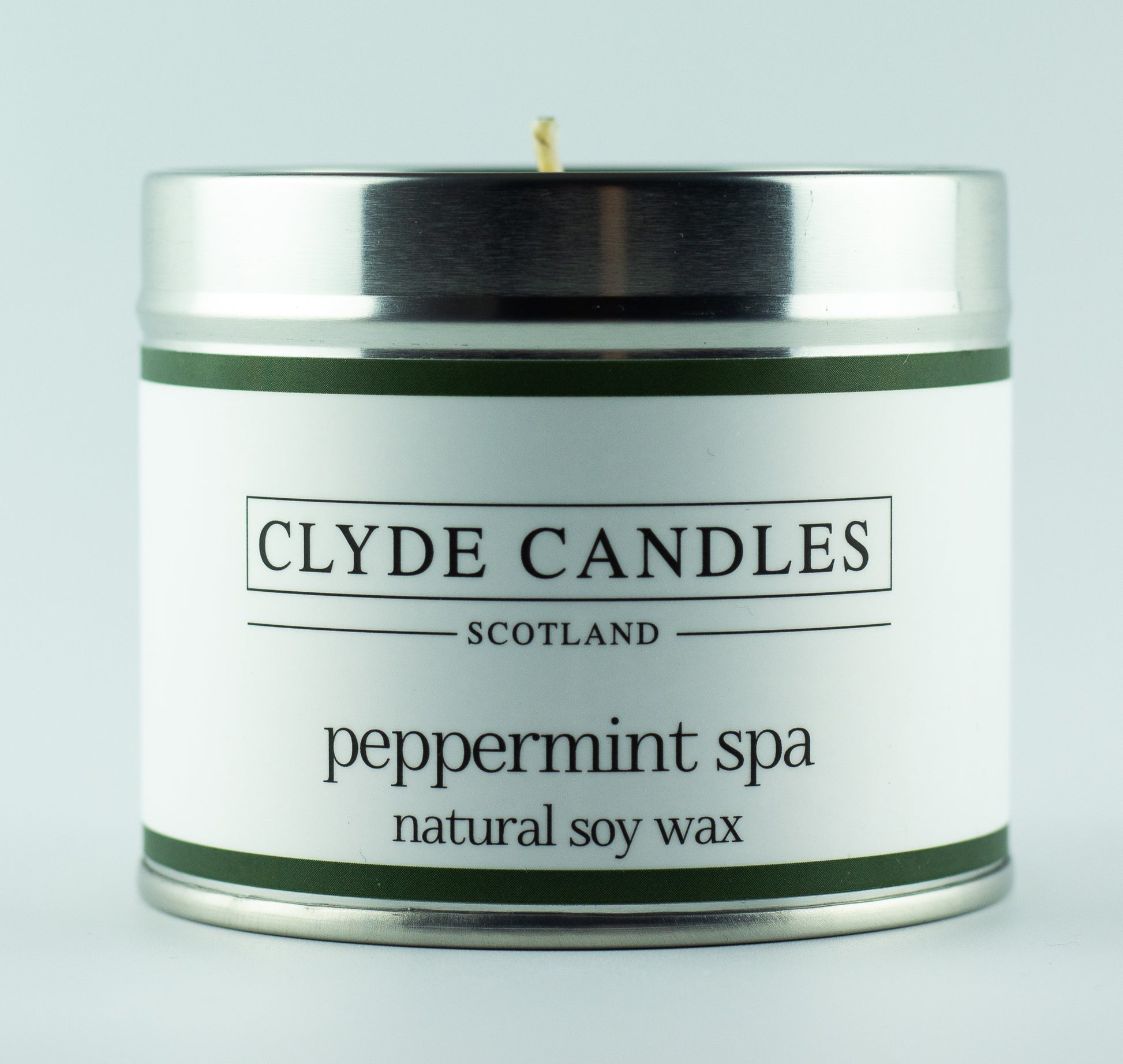 Peppermint Spa Scented Candle Tin Natural Soy wax, Scottish Candles, Clyde Candles